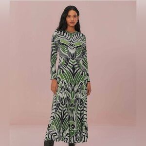 Farm Rio Black Lace Nature Mid Dress